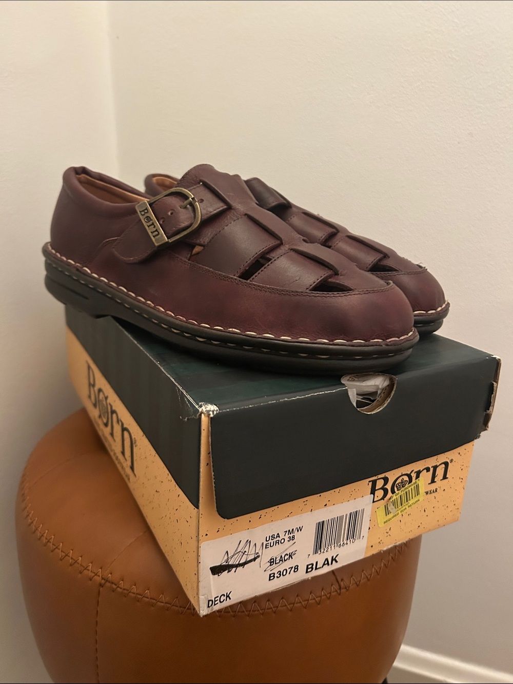 Born Women Dark Brown Leather Fisherman Sandals with Buckle